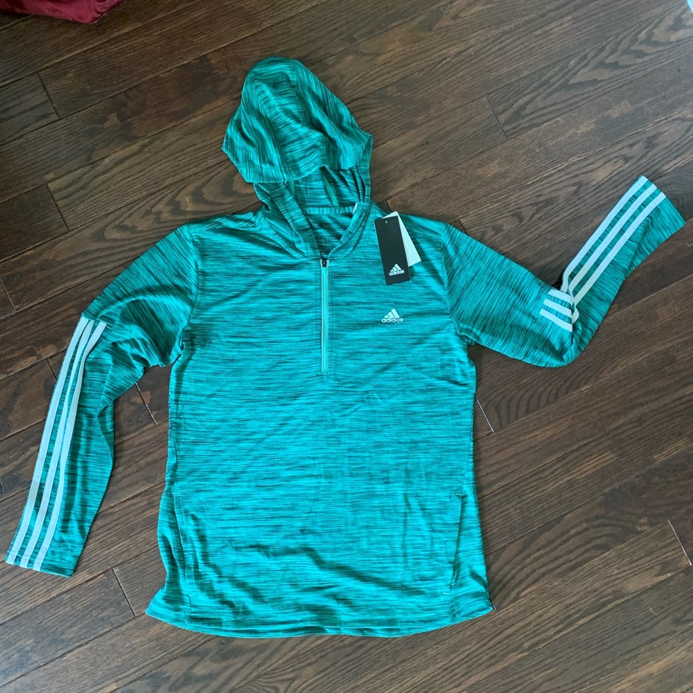 Addias long sleeve hooded 1/4 zip